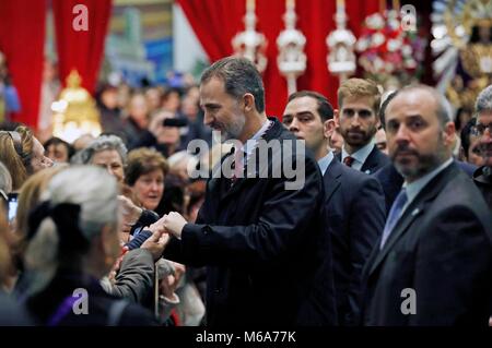 Noticia Asociada:  REY FELIPE VI  BASILICA JESUS MEDINACELI  FAMILIA REAL  FELIPE DE BORBON Y GRECIA;  02/03/2018  The King of Spain visits the Christ of Mdinaceli  EP888/cordon press Stock Photo