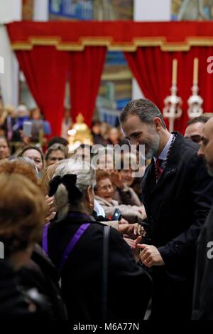 Noticia Asociada:  REY FELIPE VI  BASILICA JESUS MEDINACELI  FAMILIA REAL  FELIPE DE BORBON Y GRECIA;  02/03/2018  The King of Spain visits the Christ of Mdinaceli  EP888/cordon press Stock Photo