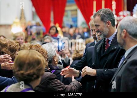 Noticia Asociada:  REY FELIPE VI  BASILICA JESUS MEDINACELI  FAMILIA REAL  FELIPE DE BORBON Y GRECIA;  02/03/2018  The King of Spain visits the Christ of Mdinaceli  EP888/cordon press Stock Photo