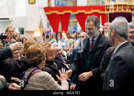 Noticia Asociada:  REY FELIPE VI  BASILICA JESUS MEDINACELI  FAMILIA REAL  FELIPE DE BORBON Y GRECIA;  02/03/2018  The King of Spain visits the Christ of Mdinaceli  EP888/cordon press Stock Photo