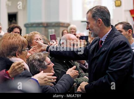 Noticia Asociada:  REY FELIPE VI  BASILICA JESUS MEDINACELI  FAMILIA REAL  FELIPE DE BORBON Y GRECIA;  02/03/2018  The King of Spain visits the Christ of Mdinaceli  EP888/cordon press Stock Photo