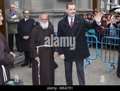 Noticia Asociada:  REY FELIPE VI  BASILICA JESUS MEDINACELI  FAMILIA REAL  FELIPE DE BORBON Y GRECIA;  02/03/2018  The King of Spain visits the Christ of Mdinaceli  EP888/cordon press Stock Photo