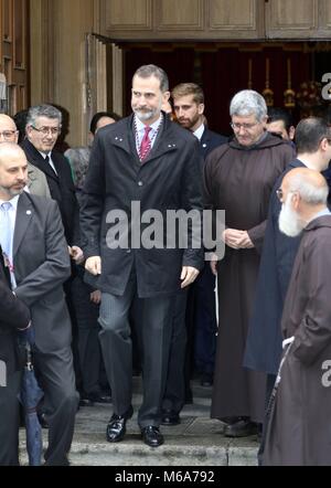 Noticia Asociada:  REY FELIPE VI  BASILICA JESUS MEDINACELI  FAMILIA REAL  FELIPE DE BORBON Y GRECIA;  02/03/2018  The King of Spain visits the Christ of Mdinaceli  EP888/cordon press Stock Photo