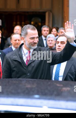 Noticia Asociada:  REY FELIPE VI  BASILICA JESUS MEDINACELI  FAMILIA REAL  FELIPE DE BORBON Y GRECIA;  02/03/2018  The King of Spain visits the Christ of Mdinaceli  EP888/cordon press Stock Photo