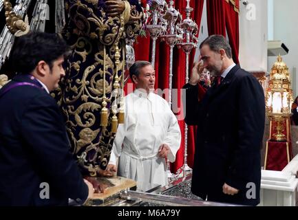 Noticia Asociada:  REY FELIPE VI  BASILICA JESUS MEDINACELI  FAMILIA REAL  FELIPE DE BORBON Y GRECIA;  02/03/2018  The King of Spain visits the Christ of Mdinaceli  EP888/cordon press Stock Photo