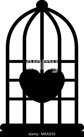 Heart in the bird cage icon Stock Vector