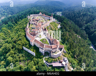 Medieval Fortress Rasnov in Transylvania, Romania Stock Photo