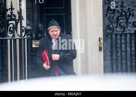 Foreign and Commonwealth Affairs Secretary, Boris Johnson, leaves Number 10 Downing Street after a Brexit Cabinet meeting Stock Photo