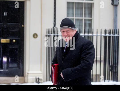 Foreign and Commonwealth Affairs Secretary, Boris Johnson, leaves Number 10 Downing Street after a Brexit Cabinet meeting Stock Photo