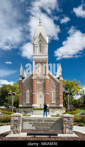 Box Elder Tabernacle of The Church of Jesus Christ of Latter-day Saints, Mormon church built in 1890, in Brigham City, Utah, USA Stock Photo