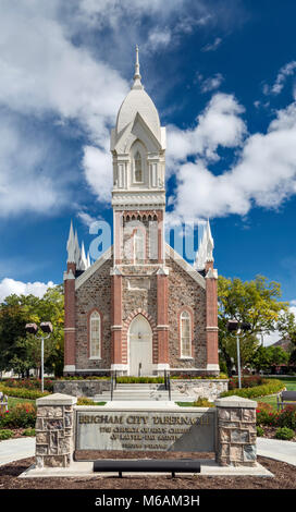 Box Elder Tabernacle of The Church of Jesus Christ of Latter-day Saints, Mormon church built in 1890, in Brigham City, Utah, USA Stock Photo