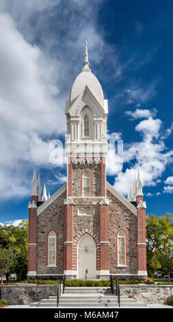 Box Elder Tabernacle of The Church of Jesus Christ of Latter-day Saints, Mormon church built in 1890, in Brigham City, Utah, USA Stock Photo