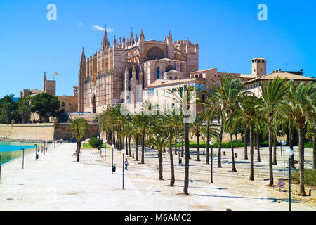 La Seu - the famous medieval gothic catholic cathedral in the capital of the island. Palma de Mallorca, Spain. Stock Photo