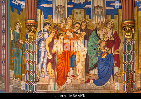 Prominent Christian figures at murals in Sanctuary of Cathedral of the Madeleine, Salt Lake City, Utah, USA Stock Photo