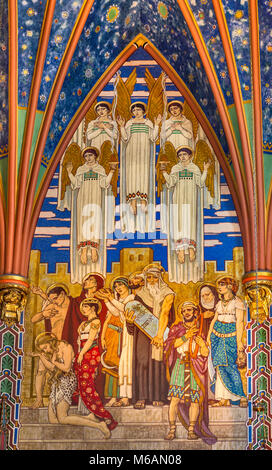 Old Testament figures at murals in Sanctuary of Cathedral of the Madeleine, Salt Lake City, Utah, USA Stock Photo