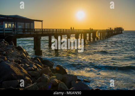 Jetty at sunset, Swakopmund, Erongo region, Namibia Stock Photo