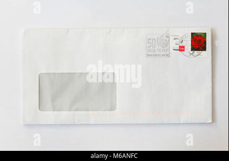 German stamped Postage Stamp on a Envelope Stock Photo