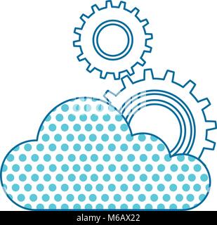 cloud computing with gears machinery Stock Vector