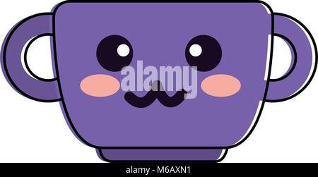 cup with happy face kawaii character Stock Vector