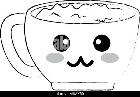 cup with happy face kawaii character Stock Vector