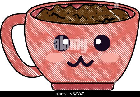 cup with happy face kawaii character Stock Vector