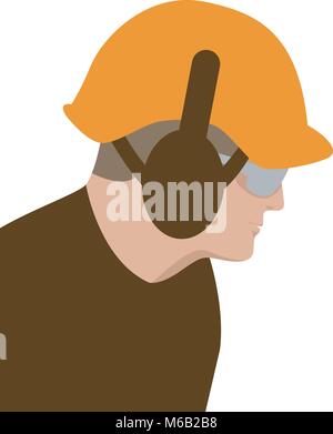 man face in helmet   vector illustration flat style profile side Stock Vector