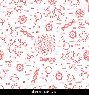 Seamless pattern with variety scientific, education elements. Design for banner, poster or print. Stock Vector