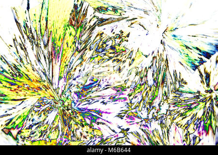 Microcrystals of sorbitol in polarized light Stock Photo
