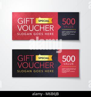 Vector illustration, gift voucher template with clean and modern premium pattern Stock Vector