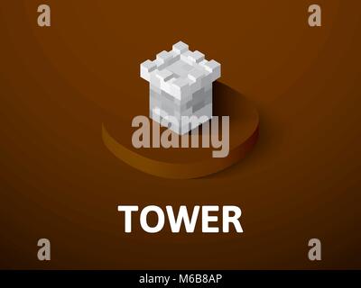 Tower isometric icon, isolated on color background Stock Vector