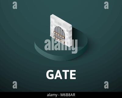 Gate isometric icon, isolated on color background Stock Vector