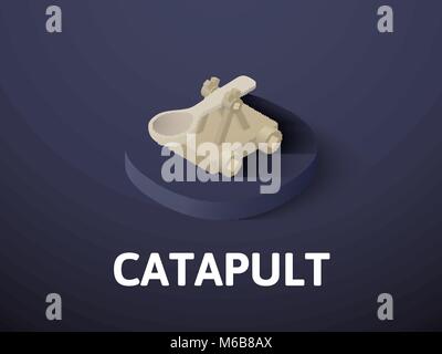 Catapult isometric icon, isolated on color background Stock Vector