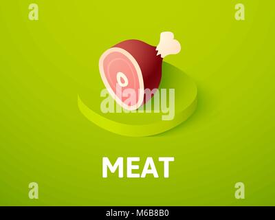 Meat isometric icon, isolated on color background Stock Vector