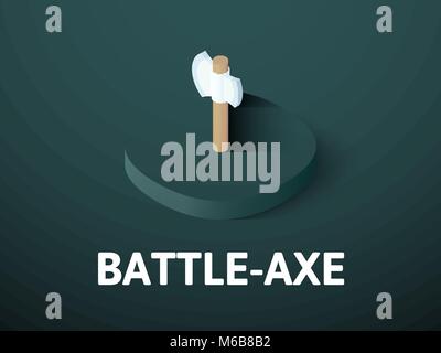 Battle-Axe isometric icon, isolated on color background Stock Vector