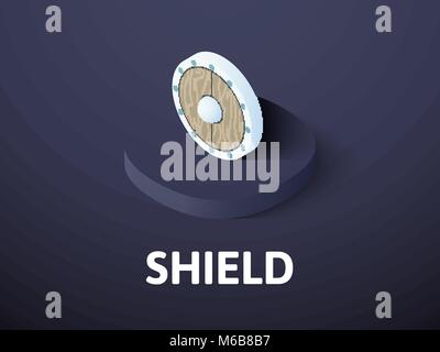 Shield isometric icon, isolated on color background Stock Vector