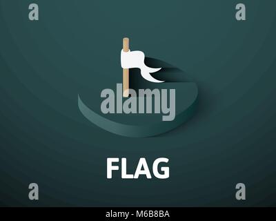 Flag isometric icon, isolated on color background Stock Vector