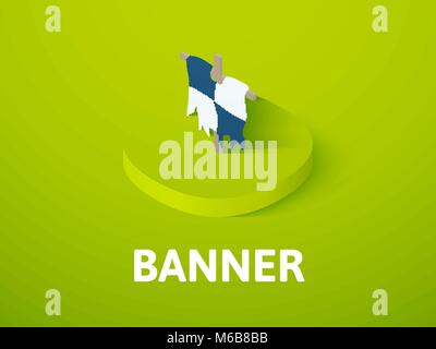 Banner isometric icon, isolated on color background Stock Vector