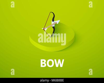 Bow isometric icon, isolated on color background Stock Vector