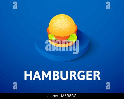 Hamburger isometric icon, isolated on color background Stock Vector
