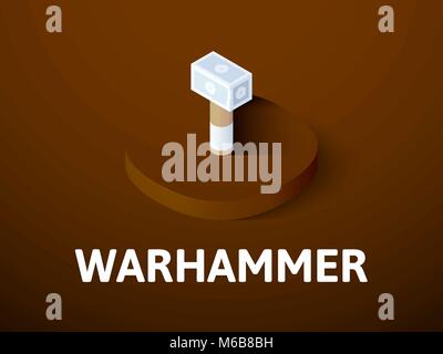 Warhammer isometric icon, isolated on color background Stock Vector