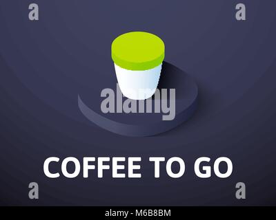 Coffee to Go isometric icon, isolated on color background Stock Vector