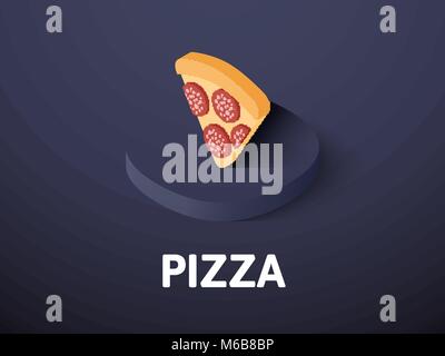 Pizza isometric icon, isolated on color background Stock Vector