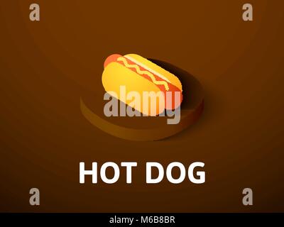 Hot dog isometric icon, isolated on color background Stock Vector