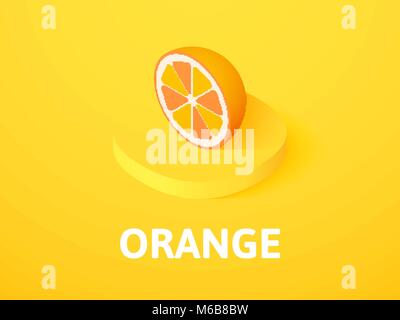 Orange isometric icon, isolated on color background Stock Vector