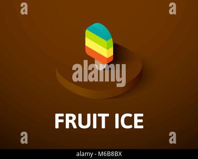 Fruit ice isometric icon, isolated on color background Stock Vector