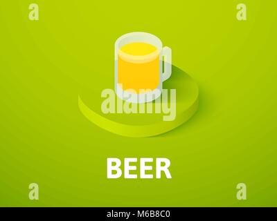 Beer isometric icon, isolated on color background Stock Vector