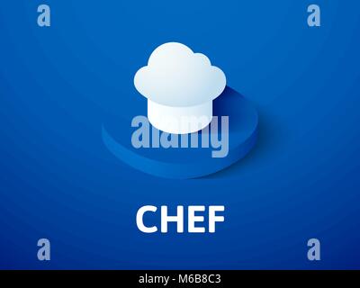 Chef isometric icon, isolated on color background Stock Vector