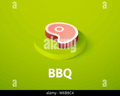 BBQ isometric icon, isolated on color background Stock Vector