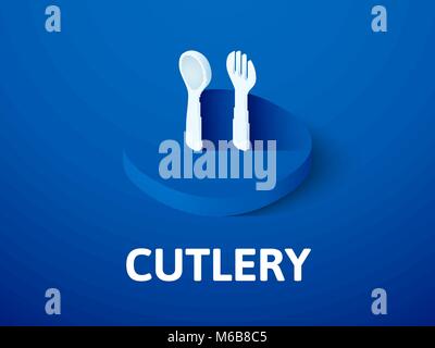 Cutlery isometric icon, isolated on color background Stock Vector