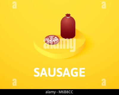 Sausage isometric icon, isolated on color background Stock Vector